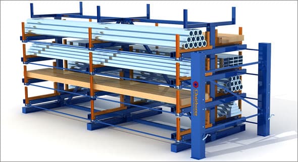 Cantilever roll out racking ชั้นวางสินค้าลักษณะยาวพิเศษ สามารถเลื่อเข้าออกได้ในพื้นที่จำกัด